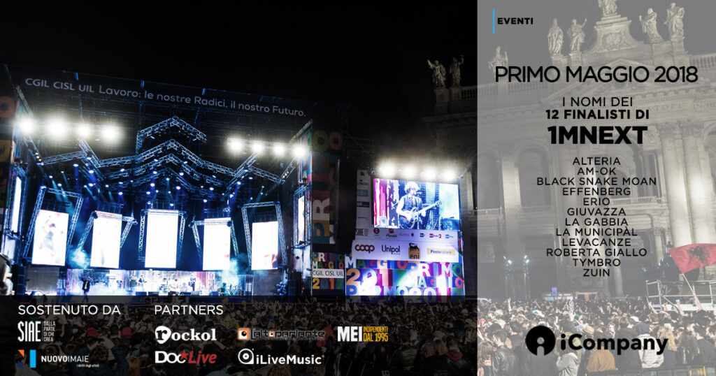 Primo Maggio 2018 - ecco i 12 finalisti di 1MNext - iNEWS