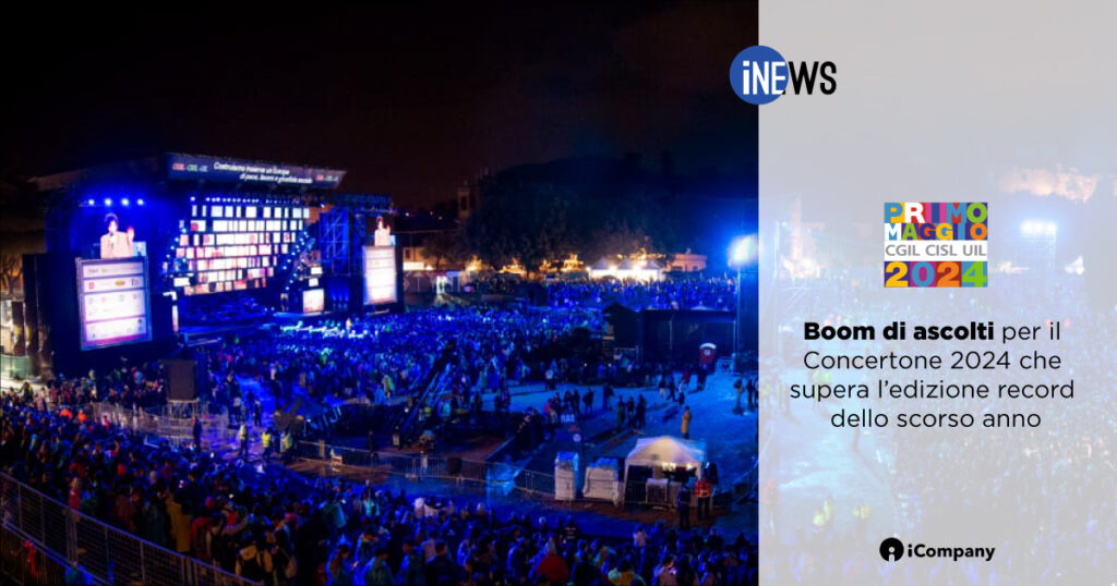 1M2024: boom di ascolti per il Concertone 2024 che supera l’edizione record dello scorso anno - iNEWS